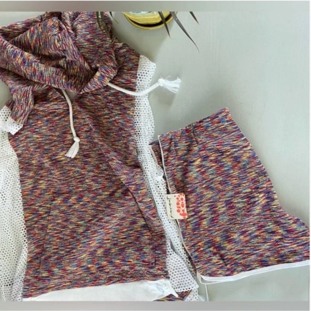 NWT FREE PEOPLE Prism Activewear Hooded Tank & Shorts Set - Picture 2 of 9